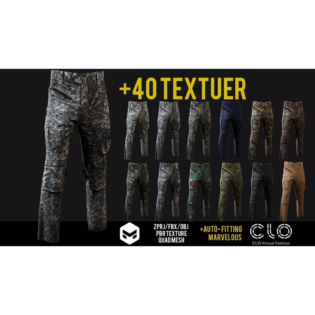 UF PRO Gen 2 Combat Pants 3D Model – Tactical Low-Poly Game Asset, FBX, OBJ - View 2