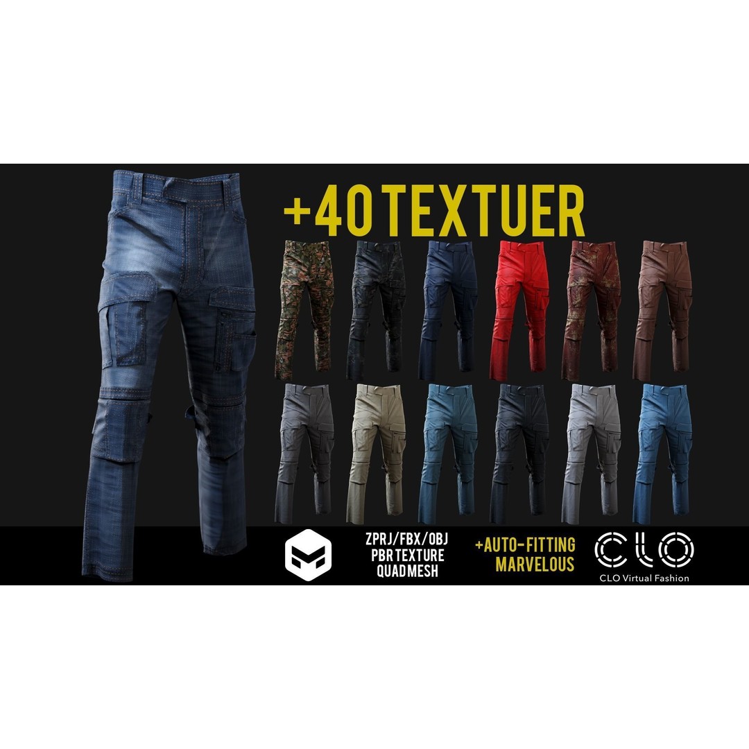 UF PRO Gen 2 Combat Pants 3D Model – Tactical Low-Poly Game Asset, FBX, OBJ - View 3