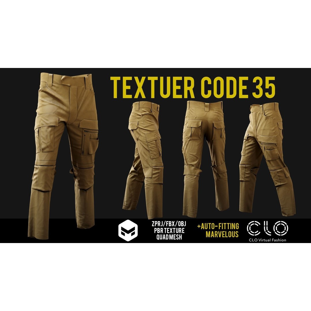 UF PRO Gen 2 Combat Pants 3D Model – Tactical Low-Poly Game Asset, FBX, OBJ - View 39