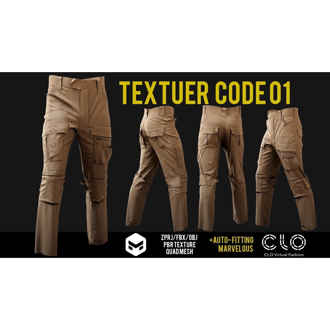 UF PRO Gen 2 Combat Pants 3D Model – Tactical Low-Poly Game Asset, FBX, OBJ - View 5