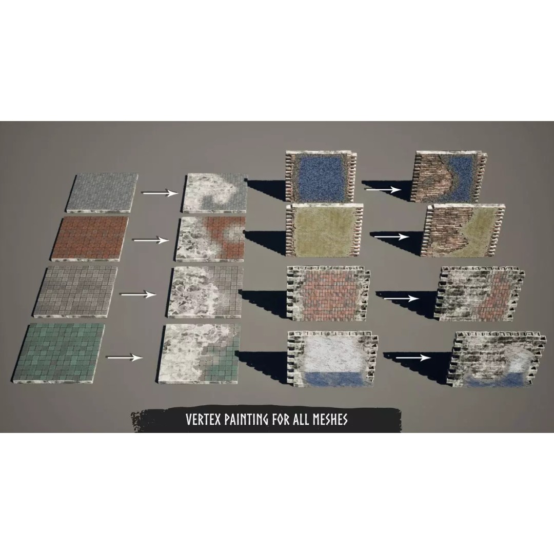 Modular Destroyed Buildings 3D Model – Low Poly Game Asset, FBX, PBR - View 13