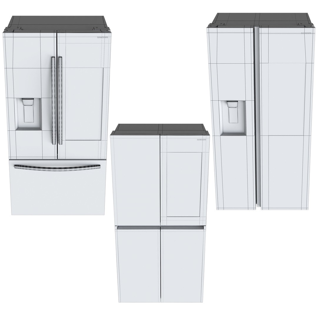 Samsung Refrigerator 3D Model – Large Capacity Kitchen Appliances, FBX