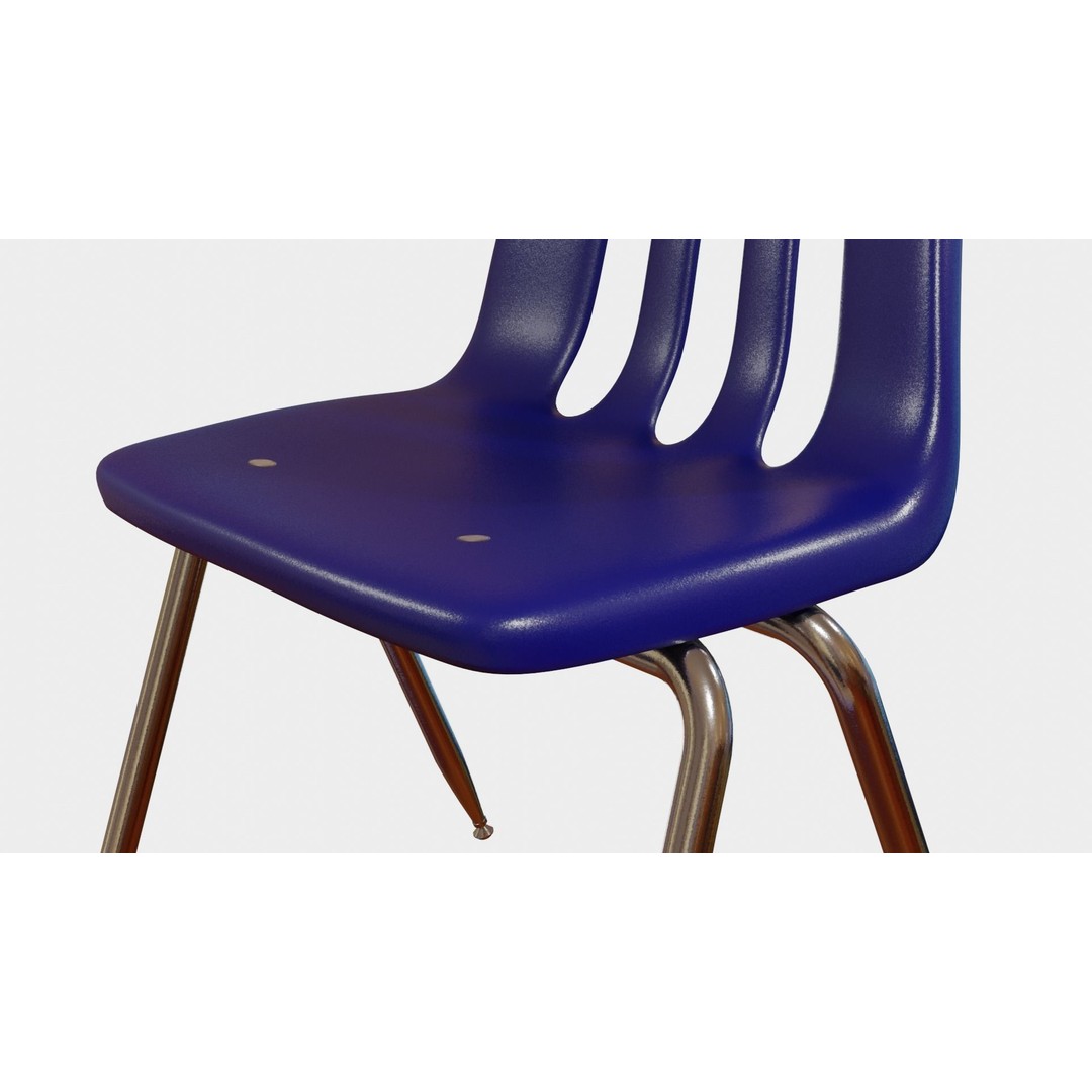 Classroom Chair 3D Model – High Poly PBR Asset, FBX & OBJ Formats - View 3