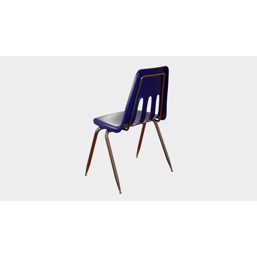 Classroom Chair 3D Model – High Poly PBR Asset, FBX & OBJ Formats - View 4