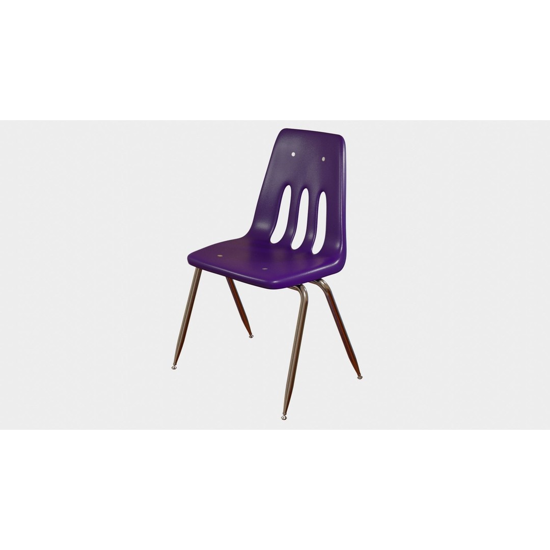 Classroom Chair 3D Model – High Poly PBR Asset, FBX & OBJ Formats - View 5