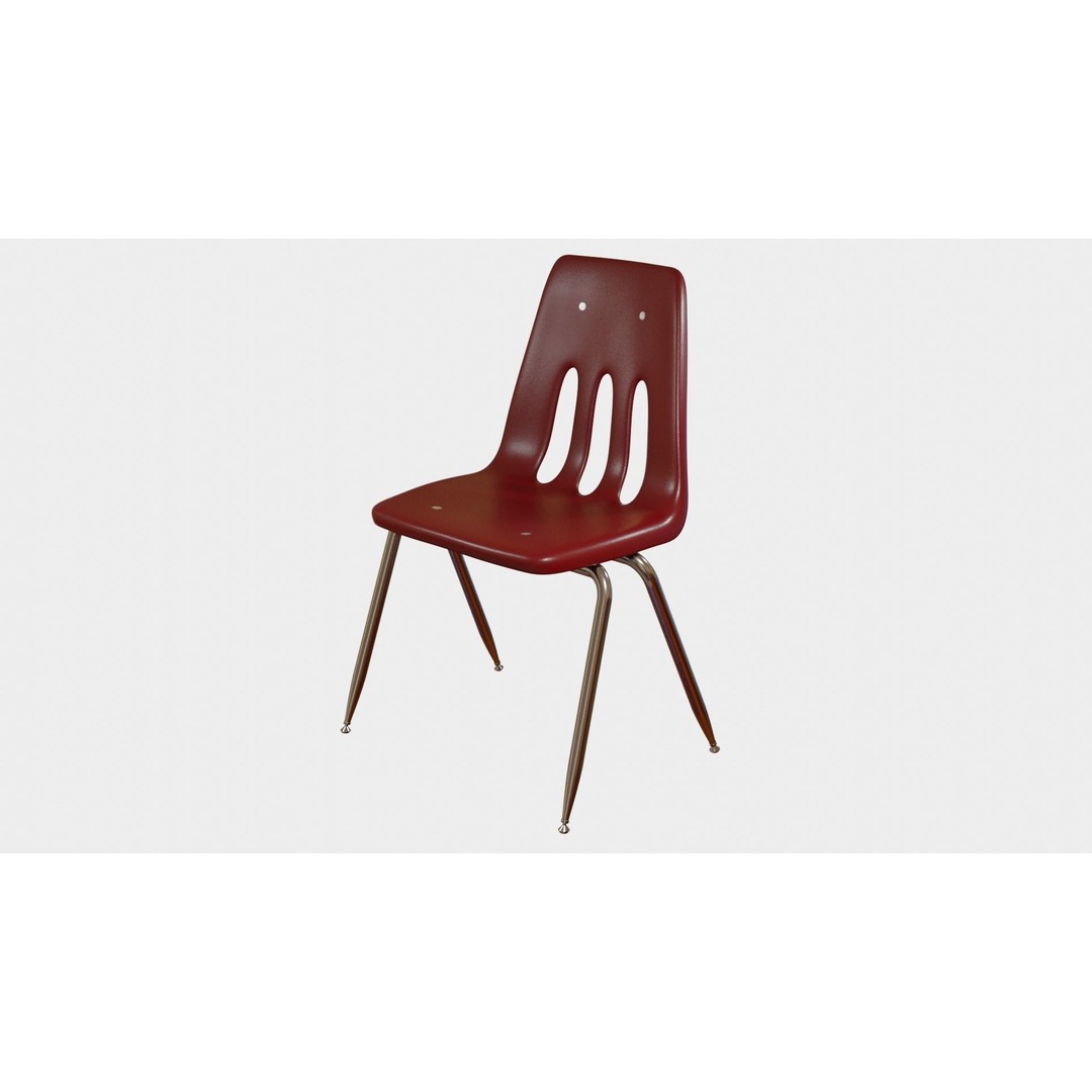 Classroom Chair 3D Model – High Poly PBR Asset, FBX & OBJ Formats - View 6