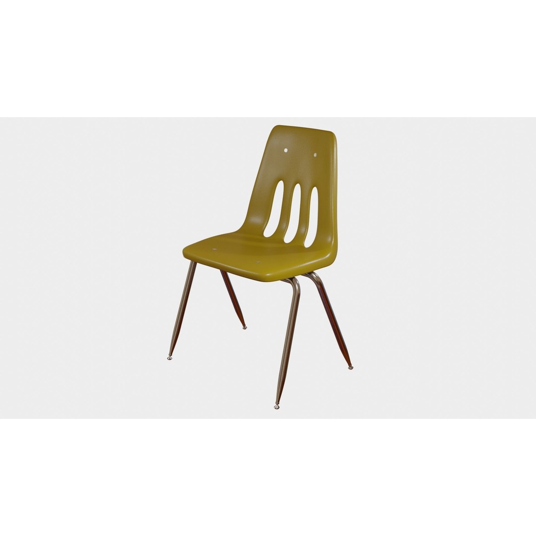 Classroom Chair 3D Model – High Poly PBR Asset, FBX & OBJ Formats - View 7