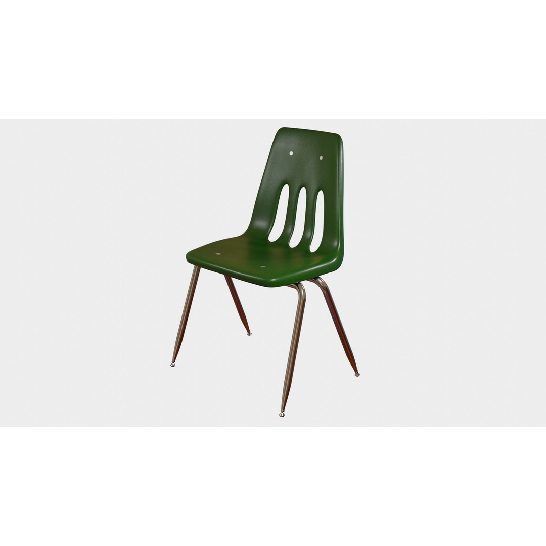 Classroom Chair 3D Model – High Poly PBR Asset, FBX & OBJ Formats - View 8