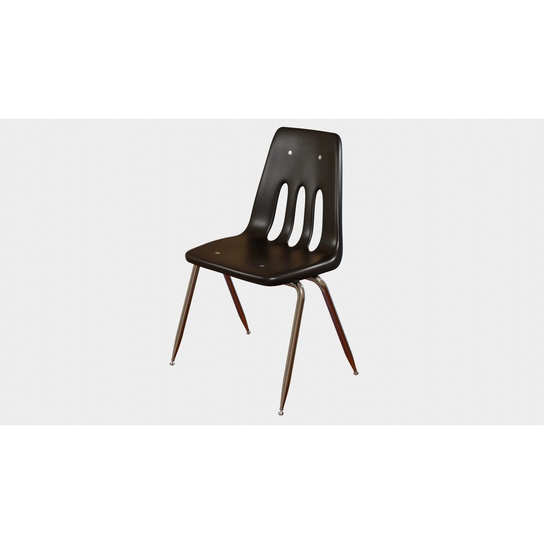 Classroom Chair 3D Model – High Poly PBR Asset, FBX & OBJ Formats - View 9
