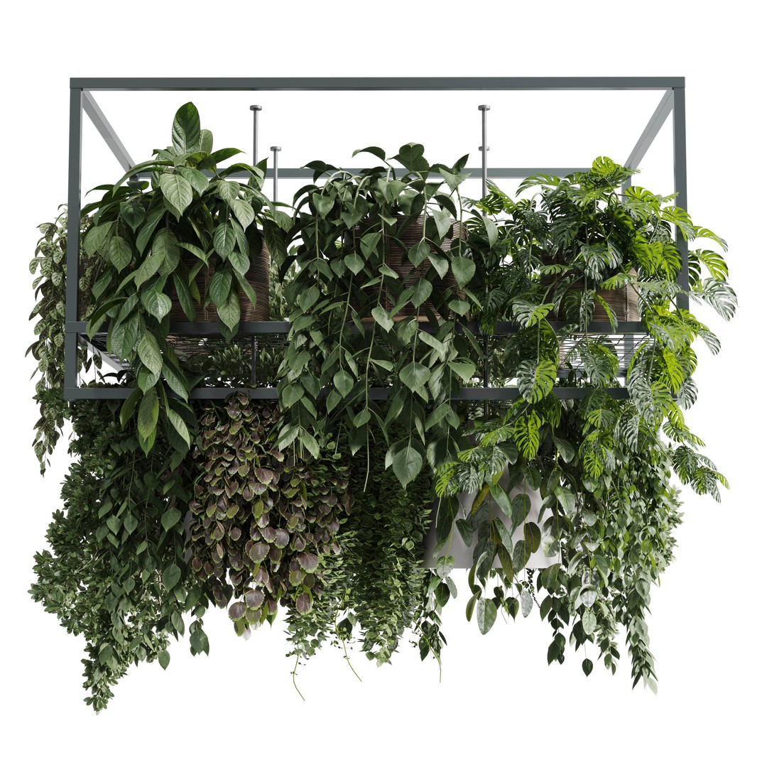 Rectangle Pot Light Pendant 3D Model – Low Poly Hanging Plant Light, FBX
