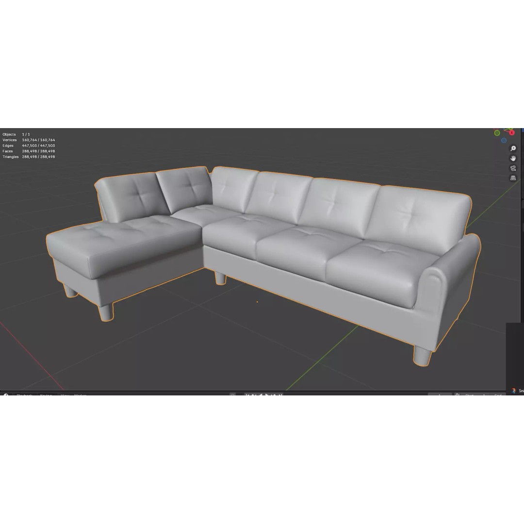 Modern Sofa 3D Model – Realistic Low-Poly Furniture for Archviz