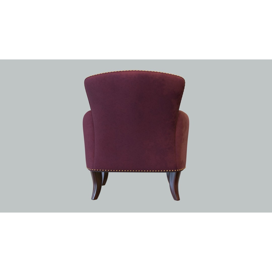 Vintage Chair 3D Model – Low Poly Dark Walnut Legs, PBR Textures - View 7