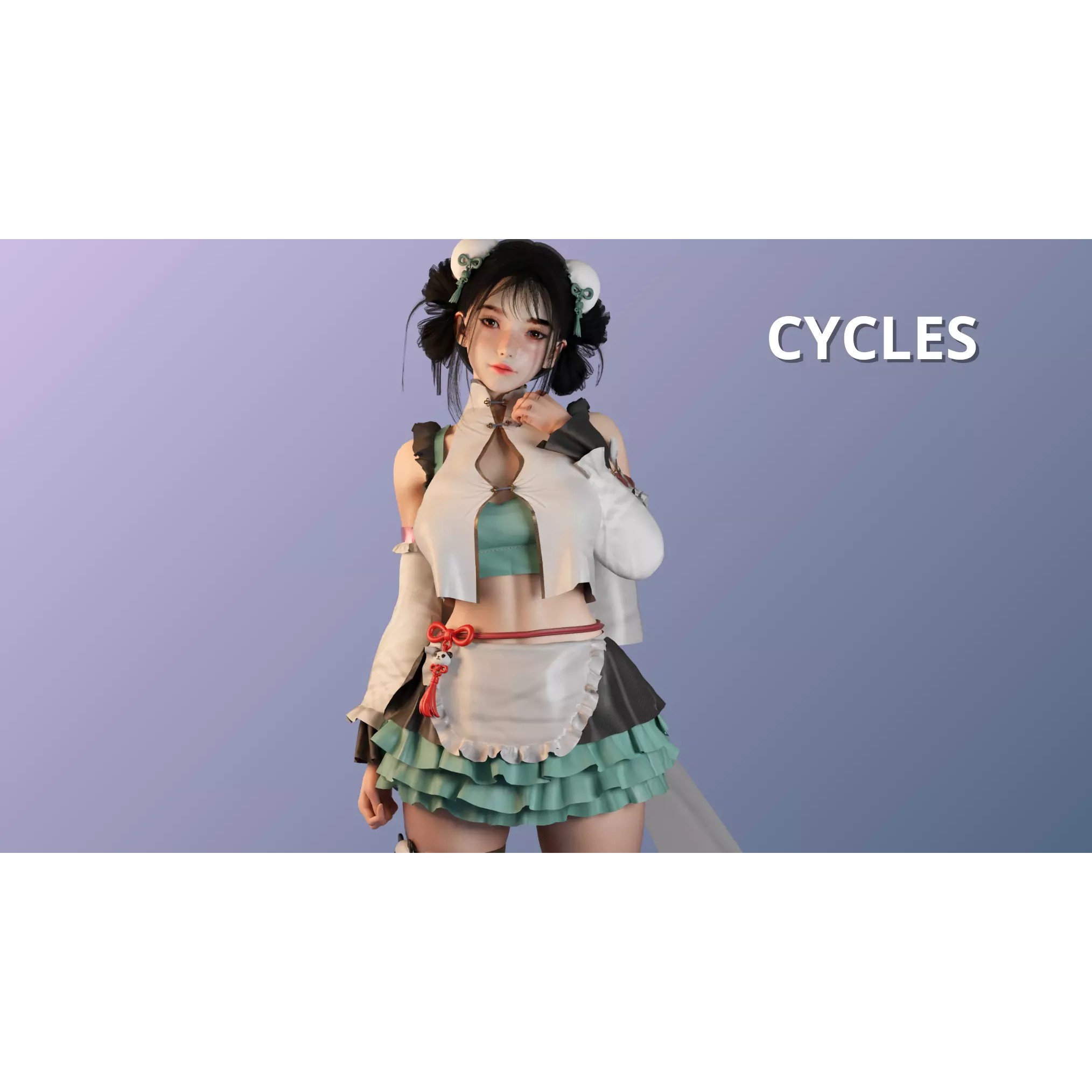 Bao Girl - Low-Poly Game-Ready 3D Model - View 12