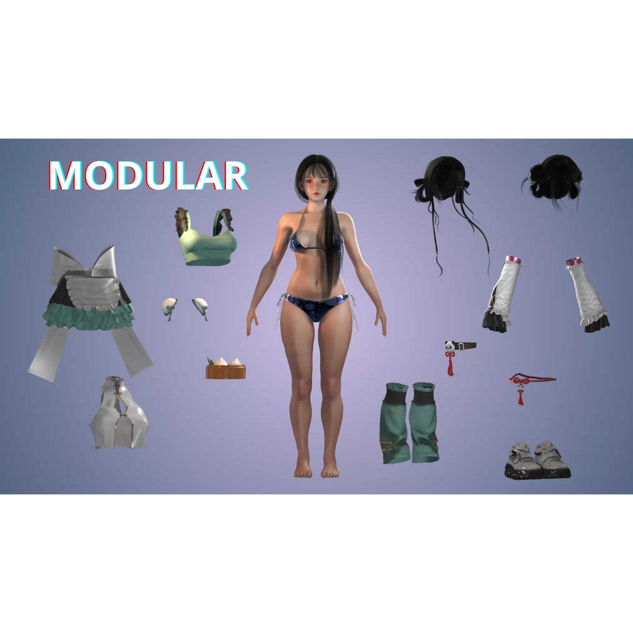 Bao Girl - Low-Poly Game-Ready 3D Model - View 15