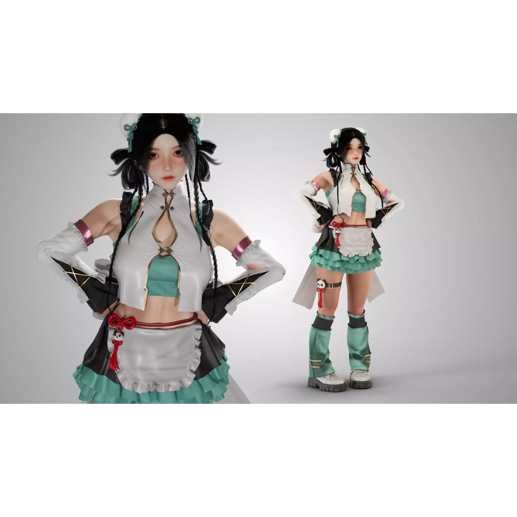 Bao Girl - Low-Poly Game-Ready 3D Model - View 3