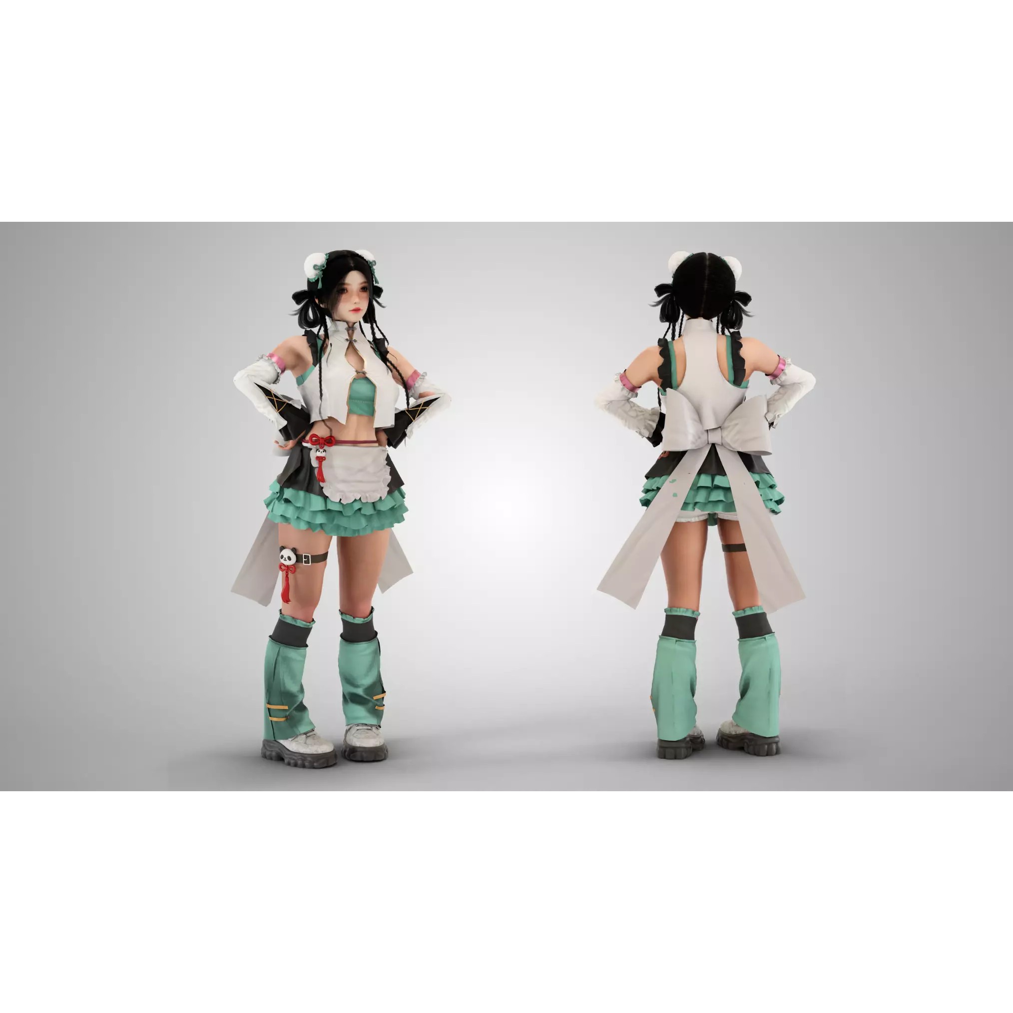 Bao Girl - Low-Poly Game-Ready 3D Model - View 4
