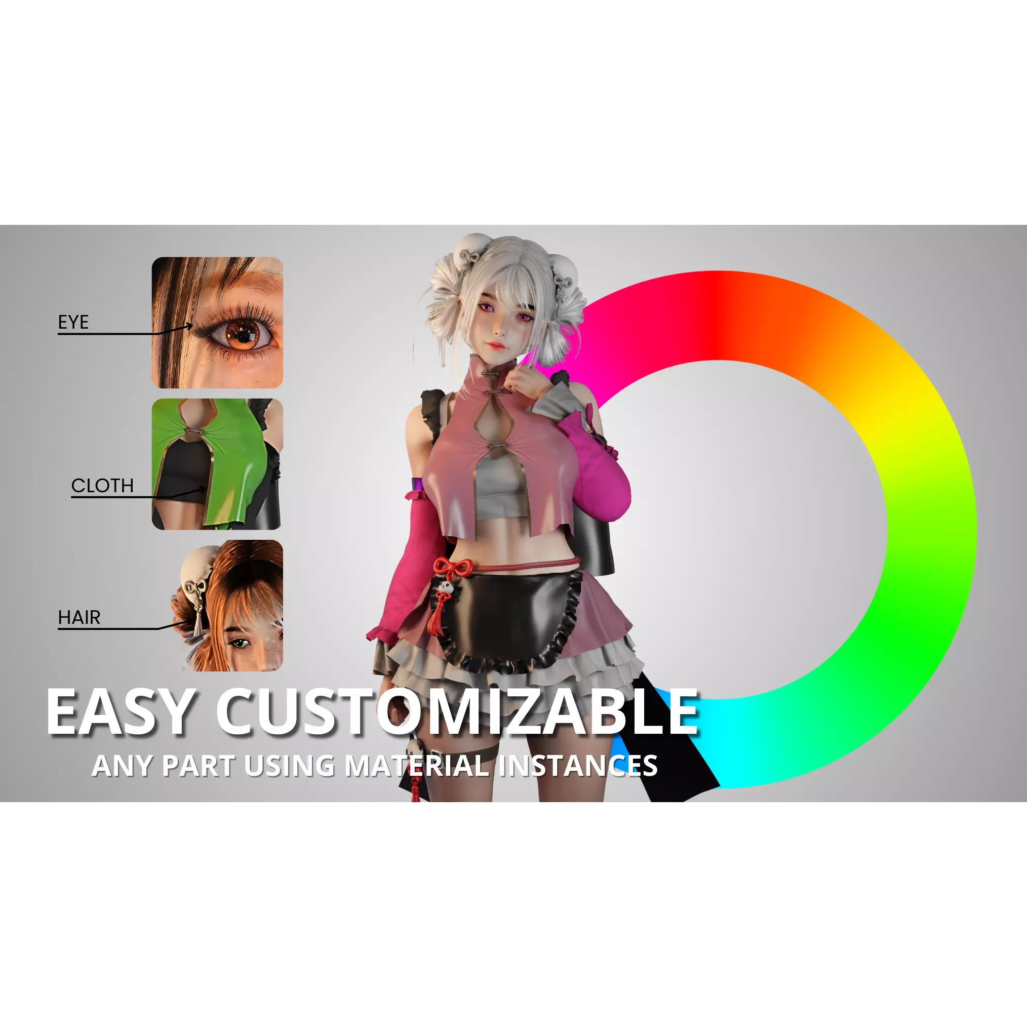 Bao Girl - Low-Poly Game-Ready 3D Model - View 5