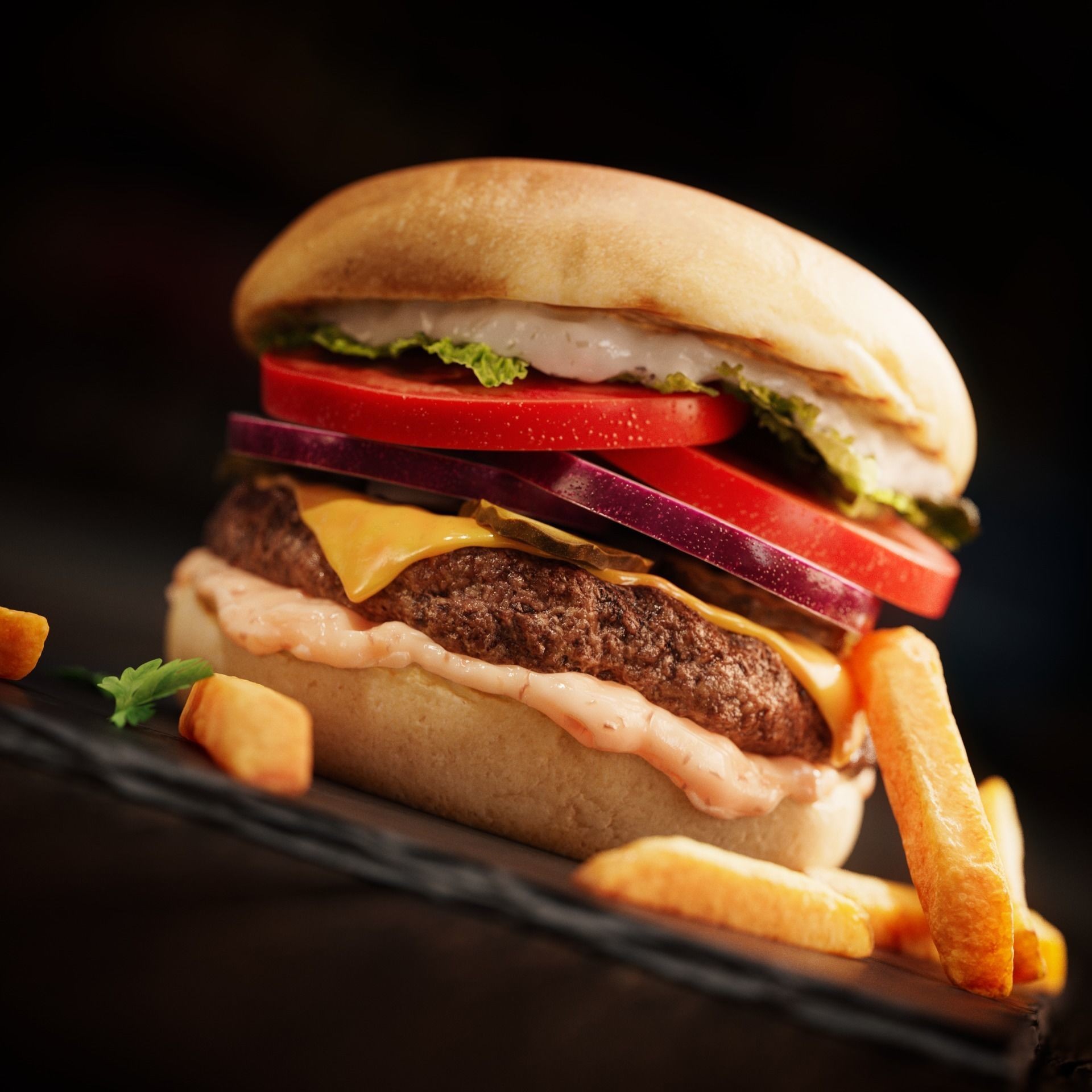 Burger - Low-Poly Game-Ready 3D Model - View 5