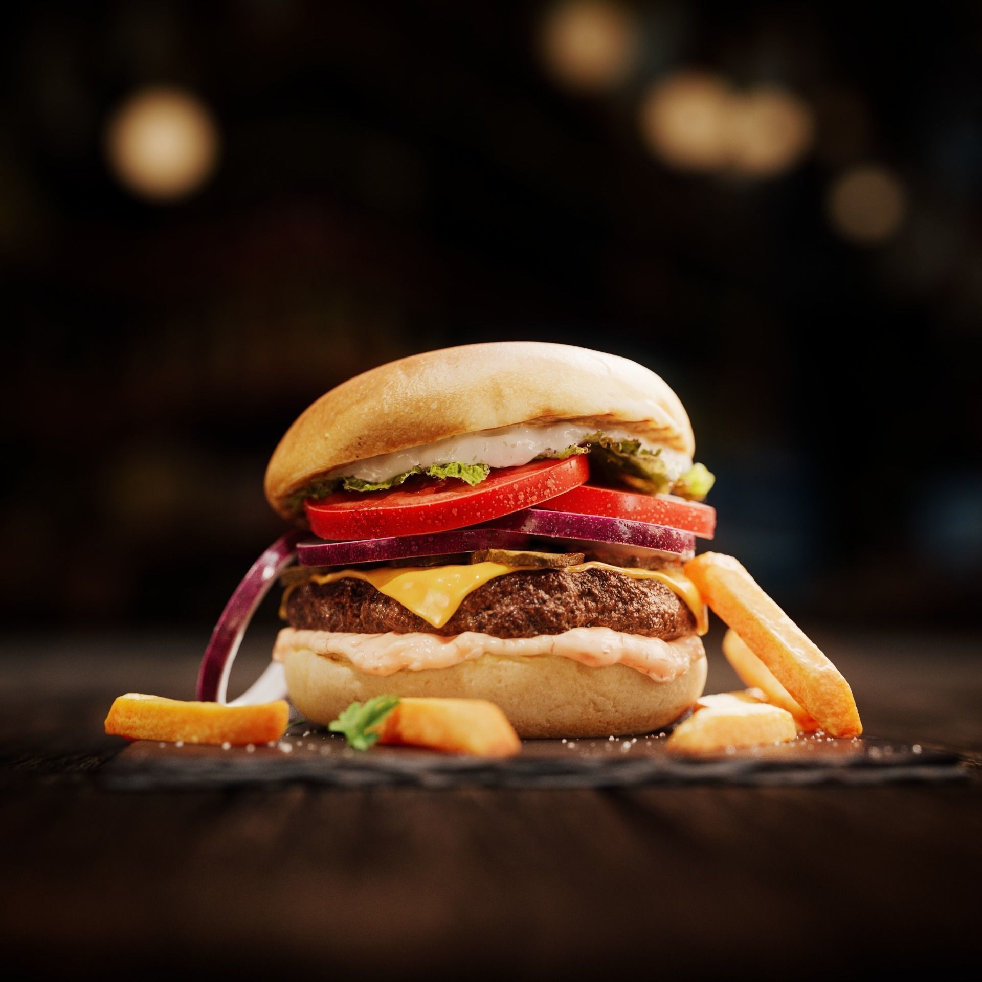 Burger - Low-Poly Game-Ready 3D Model - View 8