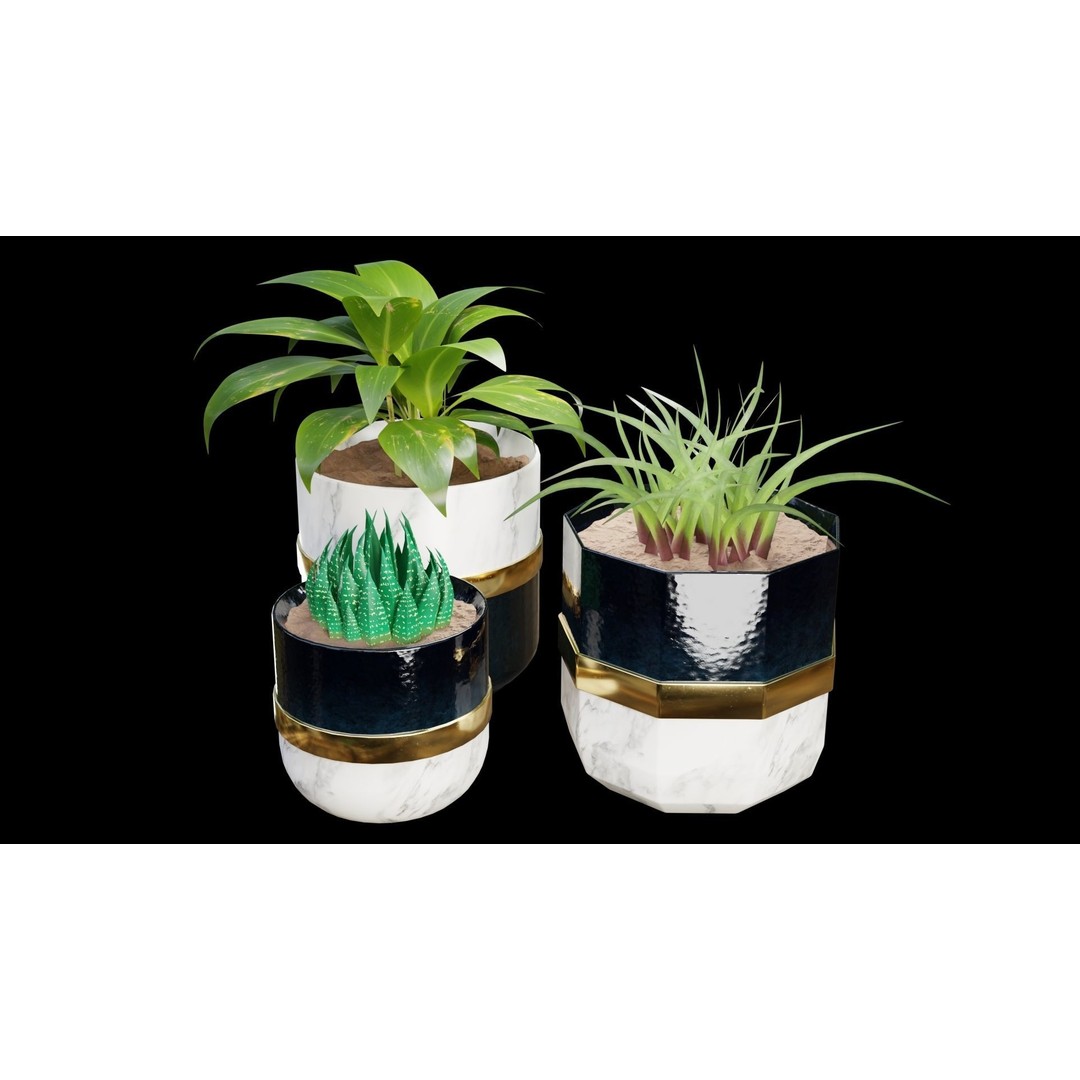 Modern Pots 3D Model – Low Poly PBR Collection for Games and Design - View 12