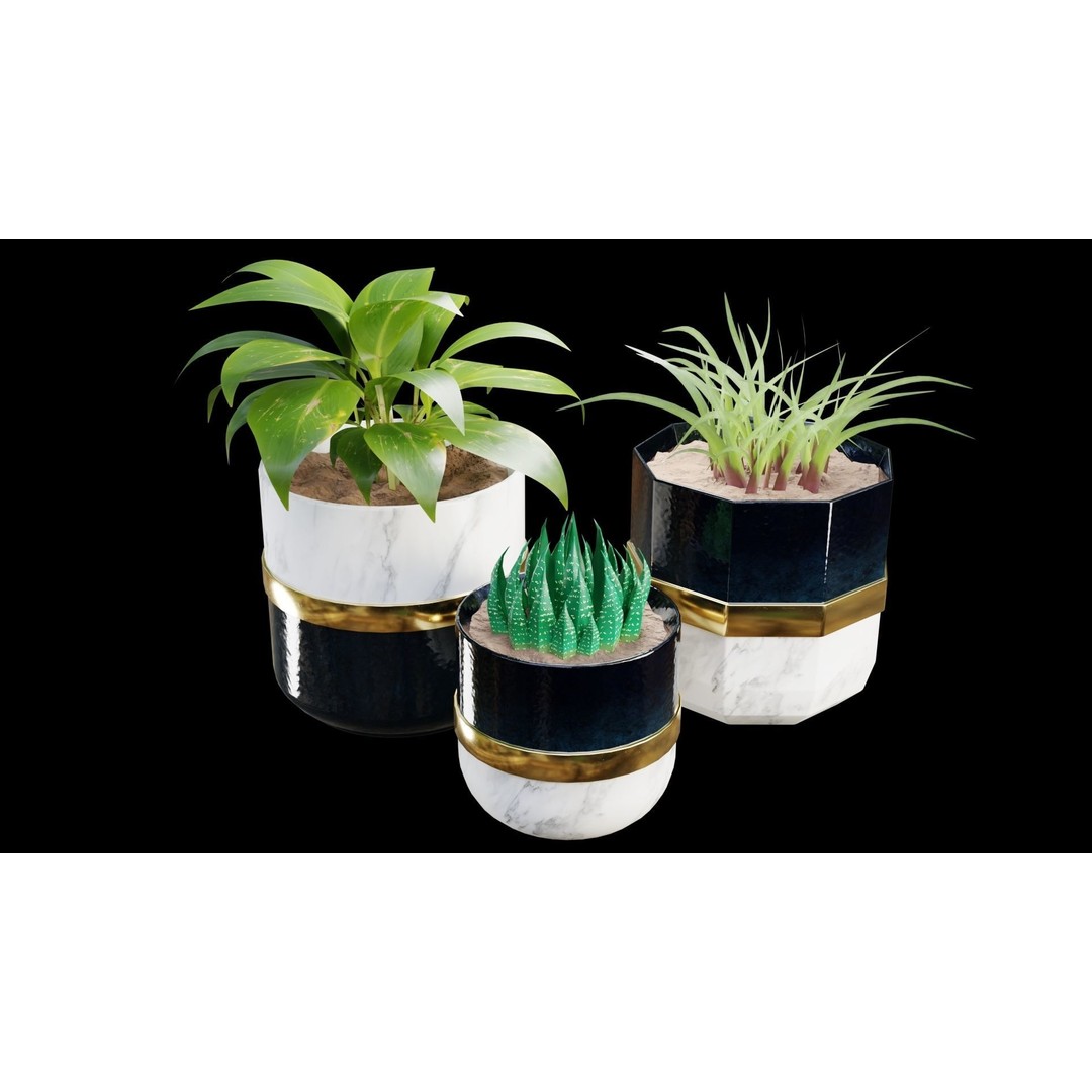 Modern Pots 3D Model – Low Poly PBR Collection for Games and Design - View 13