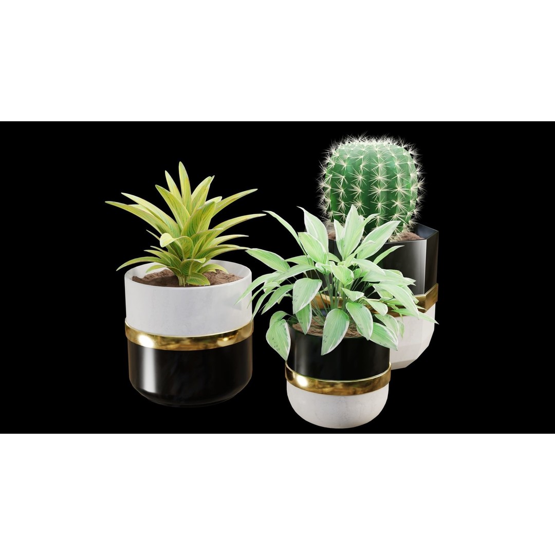 Modern Pots 3D Model – Low Poly PBR Collection for Games and Design - View 14