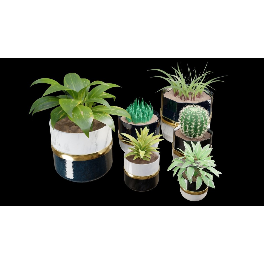 Modern Pots 3D Model – Low Poly PBR Collection for Games and Design - View 17