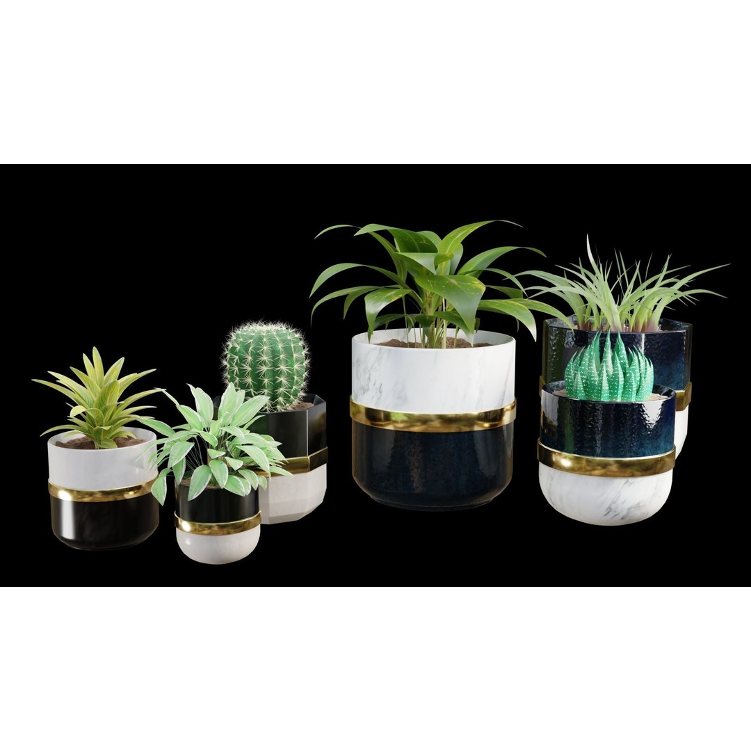 Modern Pots 3D Model – Low Poly PBR Collection for Games and Design - View 4