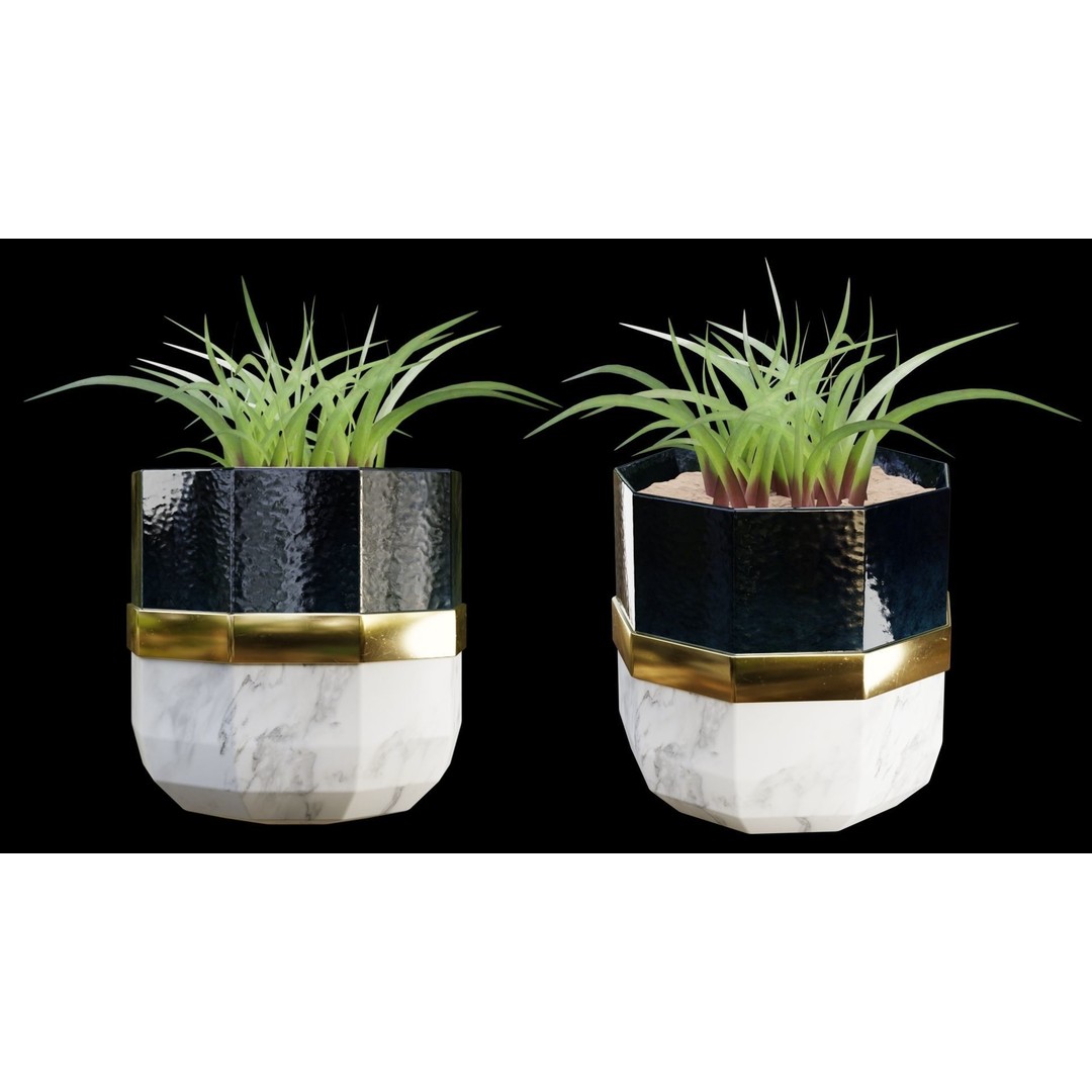 Modern Pots 3D Model – Low Poly PBR Collection for Games and Design - View 6