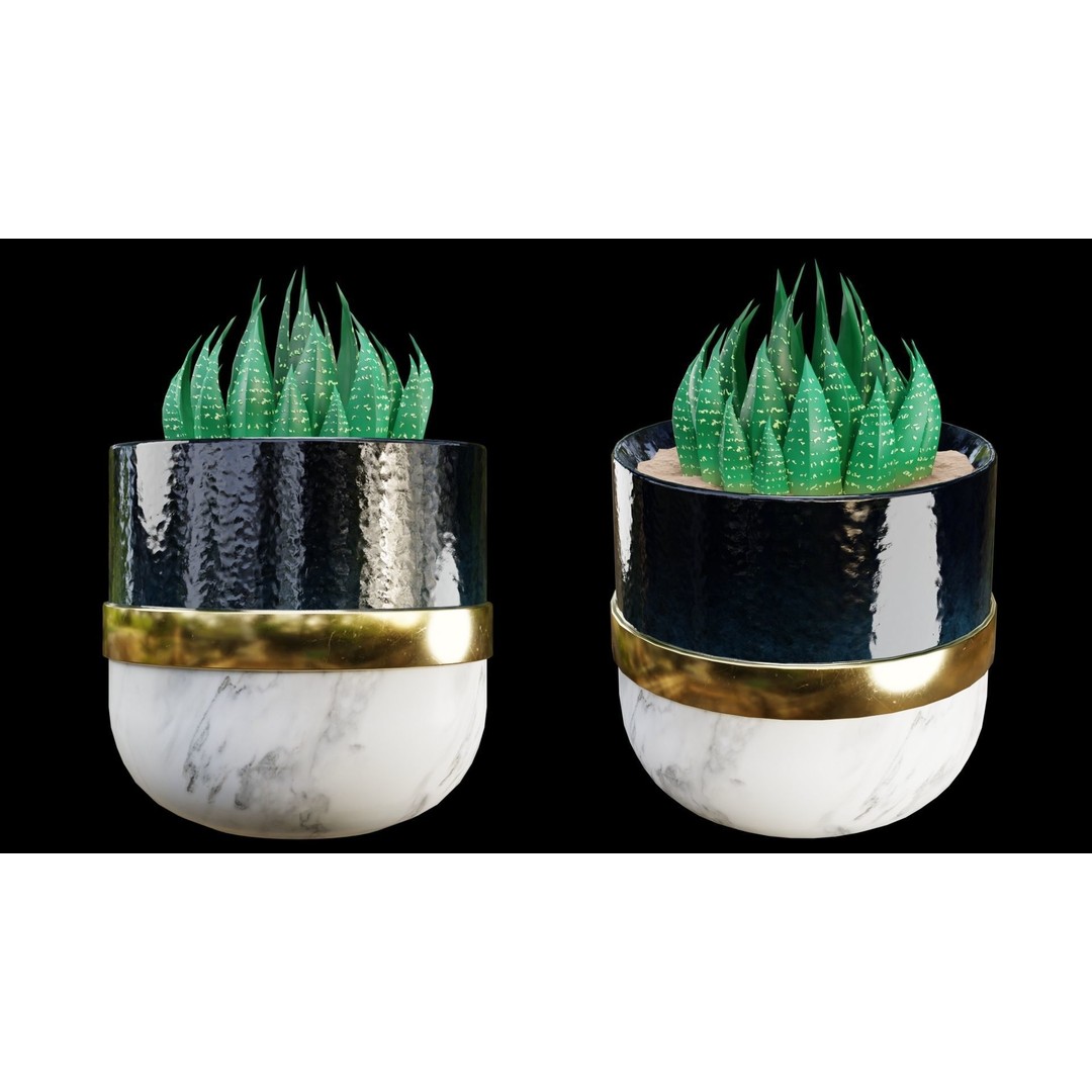 Modern Pots 3D Model – Low Poly PBR Collection for Games and Design - View 7