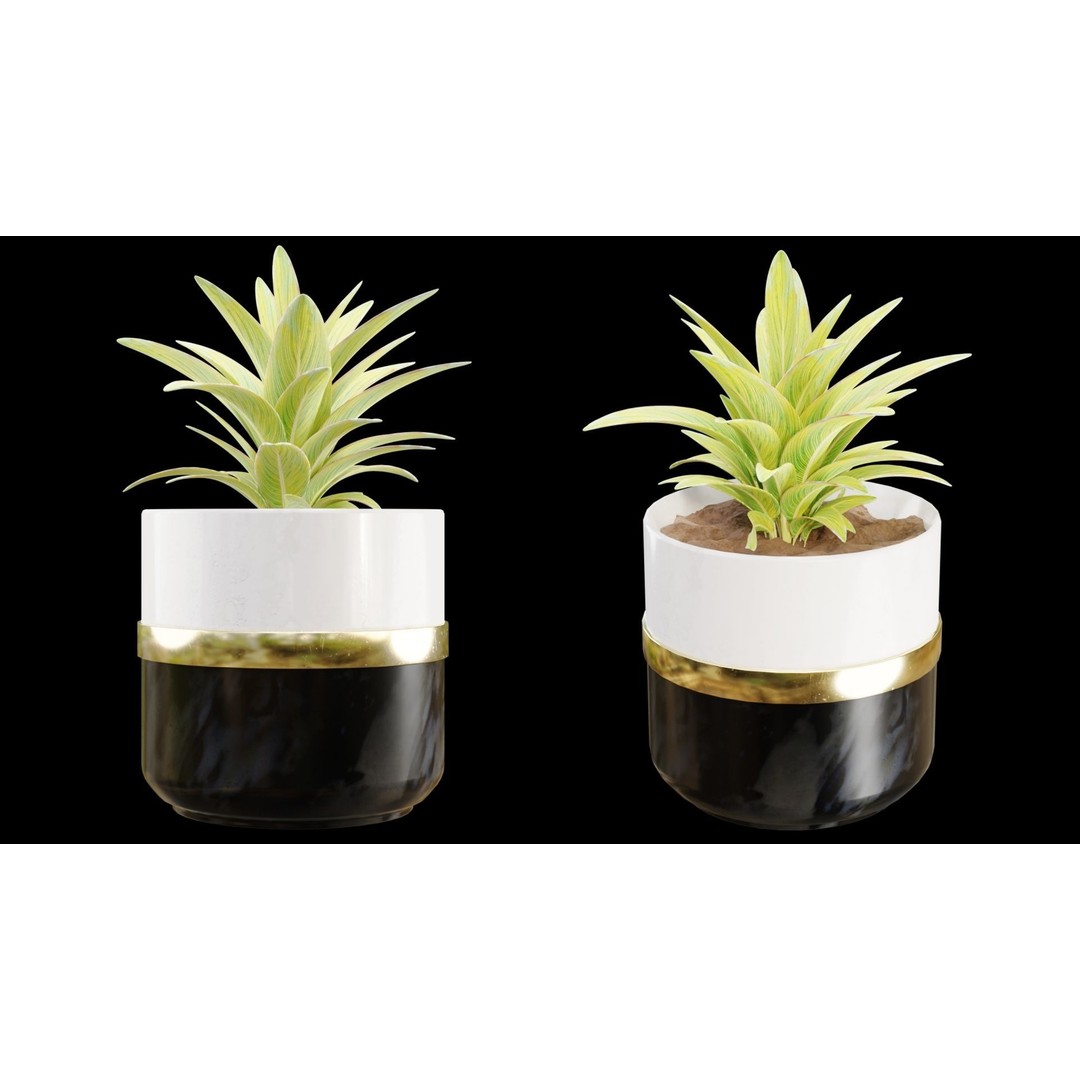 Modern Pots 3D Model – Low Poly PBR Collection for Games and Design - View 8