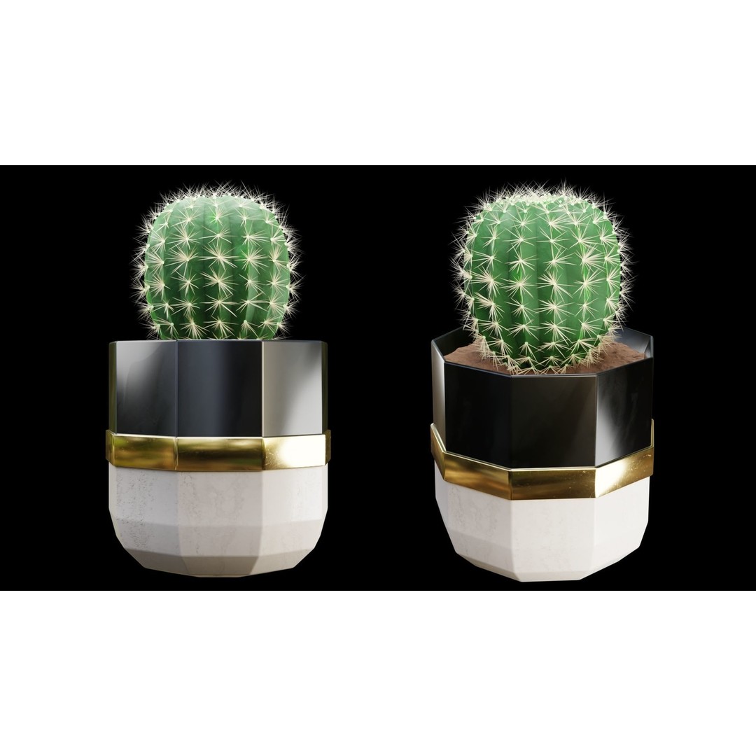 Modern Pots 3D Model – Low Poly PBR Collection for Games and Design - View 9