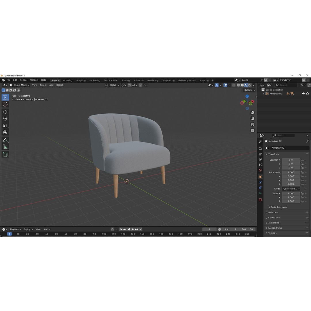 IKEA Fabric Armchair 3D Model – Low Poly PBR Furniture Asset, FBX