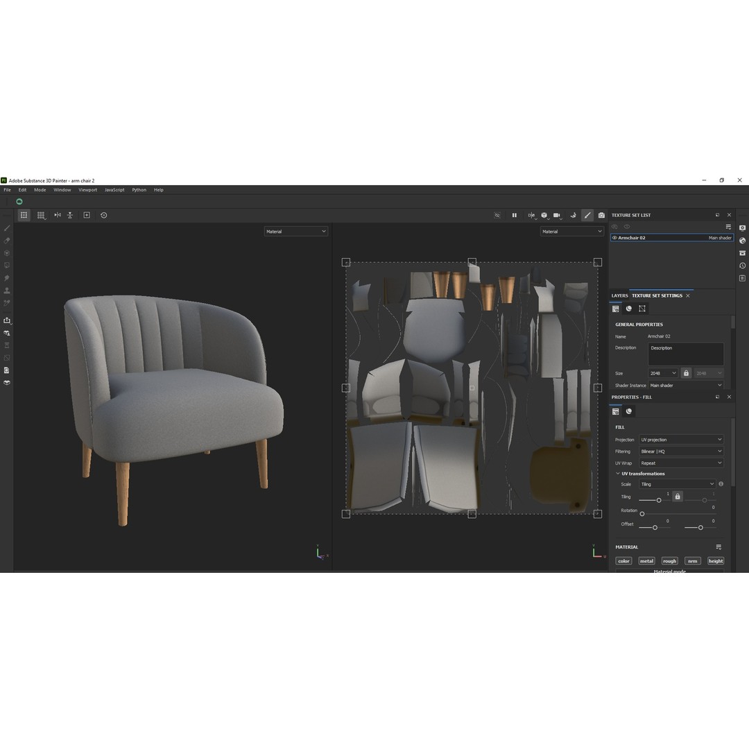 IKEA Fabric Armchair 3D Model – Low Poly PBR Furniture Asset, FBX - View 15