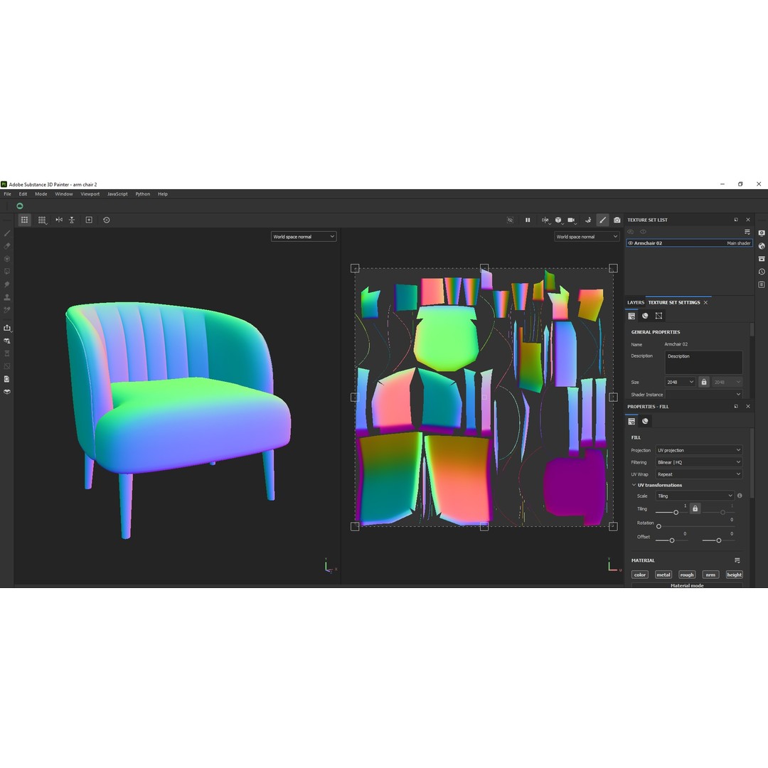 IKEA Fabric Armchair 3D Model – Low Poly PBR Furniture Asset, FBX - View 17
