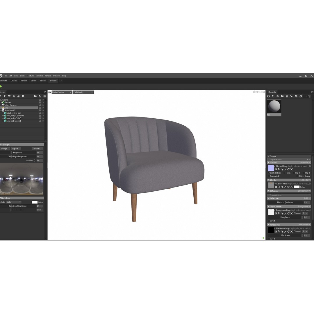 IKEA Fabric Armchair 3D Model – Low Poly PBR Furniture Asset, FBX - View 20