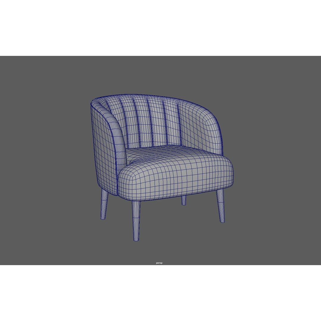 IKEA Fabric Armchair 3D Model – Low Poly PBR Furniture Asset, FBX - View 8