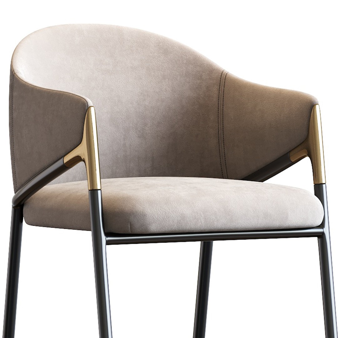 Euler Counter Bar Stool Set of 2 3D Model – Modern Upholstered Design, OBJ