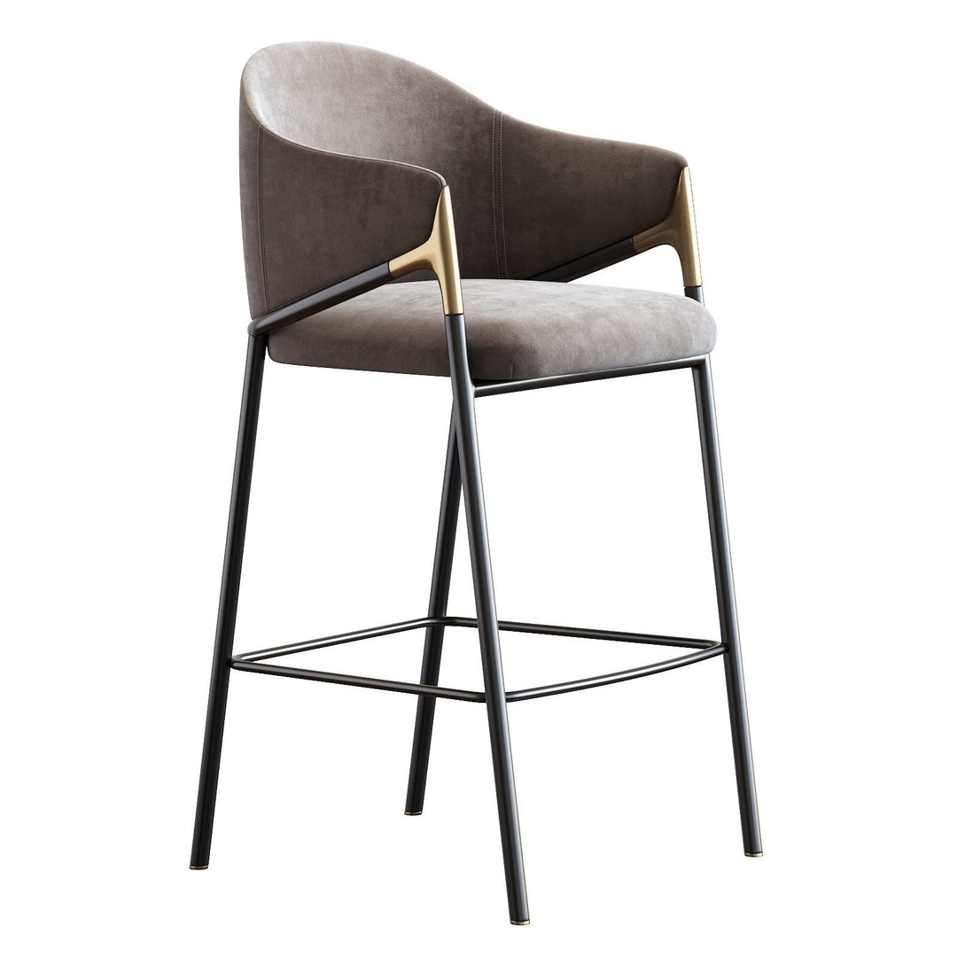 Euler Counter Bar Stool Set of 2 3D Model – Modern Upholstered Design, OBJ - View 10