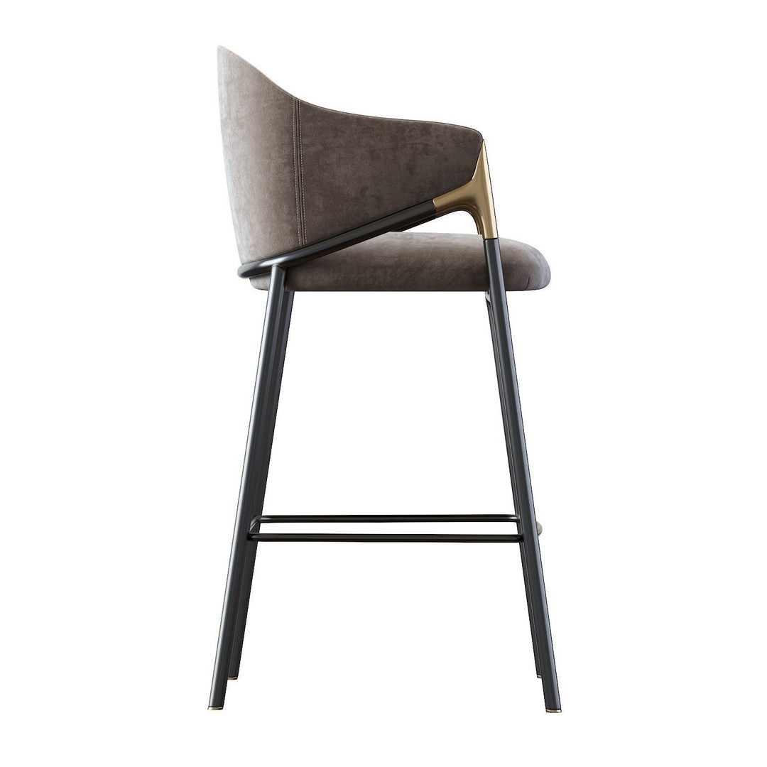 Euler Counter Bar Stool Set of 2 3D Model – Modern Upholstered Design, OBJ - View 11