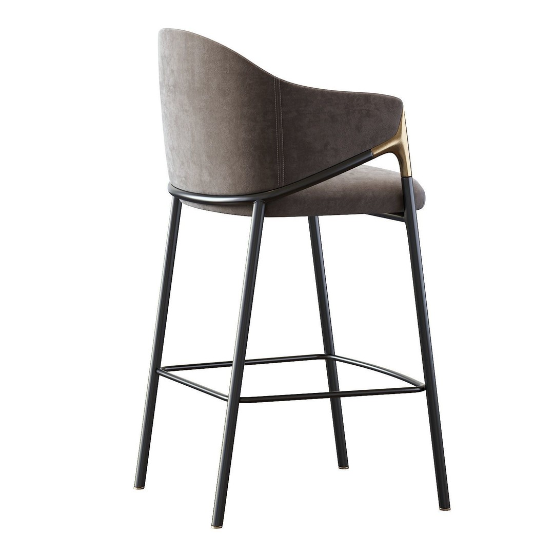 Euler Counter Bar Stool Set of 2 3D Model – Modern Upholstered Design, OBJ - View 12