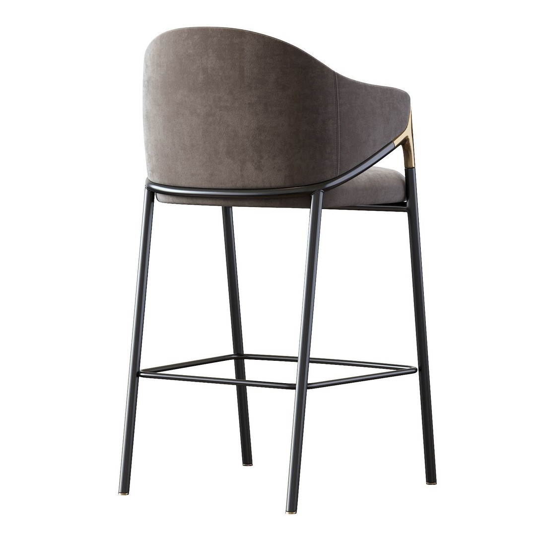 Euler Counter Bar Stool Set of 2 3D Model – Modern Upholstered Design, OBJ - View 13