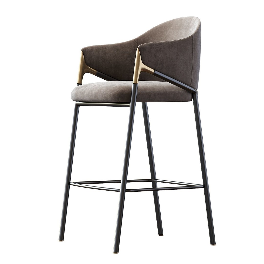 Euler Counter Bar Stool Set of 2 3D Model – Modern Upholstered Design, OBJ - View 14