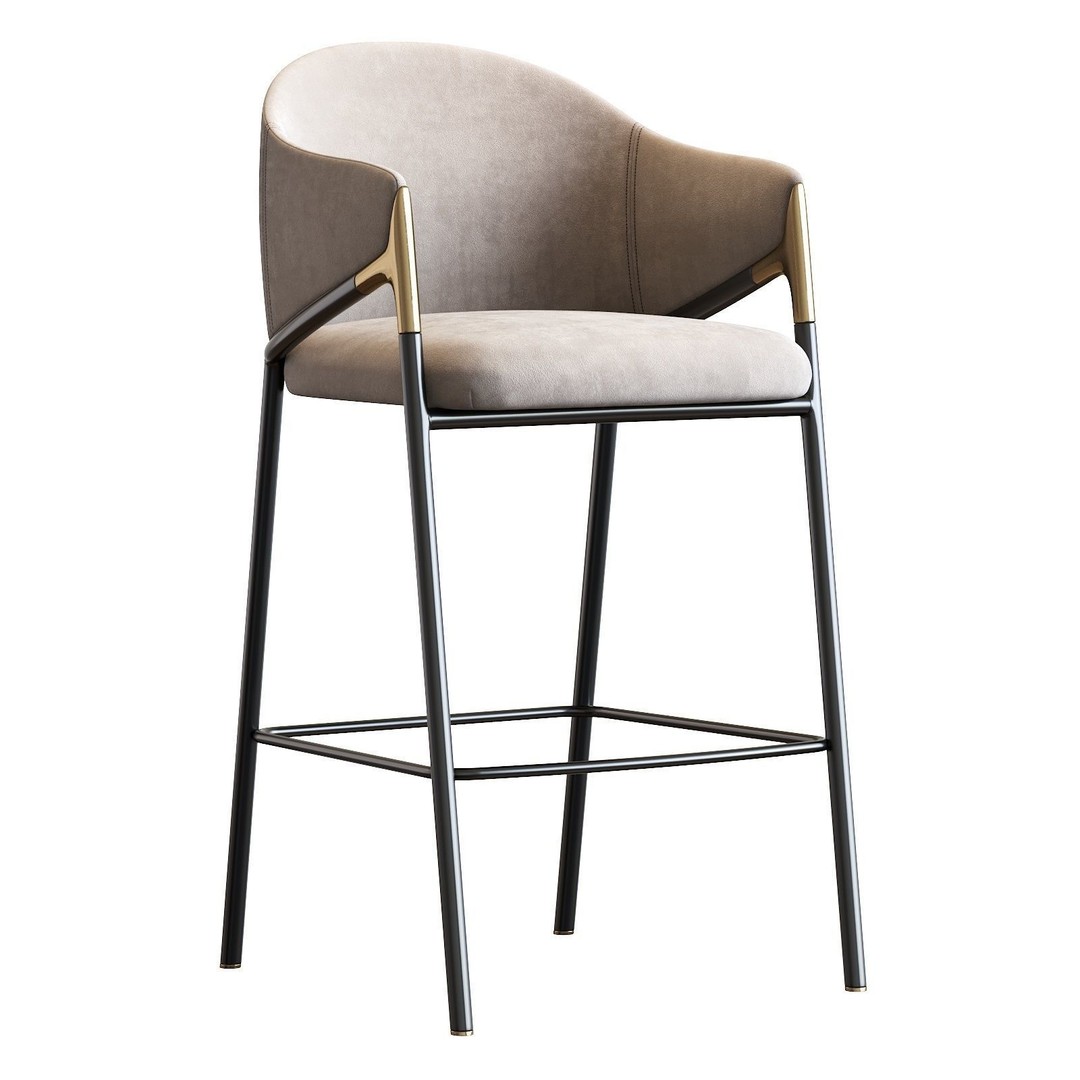 Euler Counter Bar Stool Set of 2 3D Model – Modern Upholstered Design, OBJ - View 16