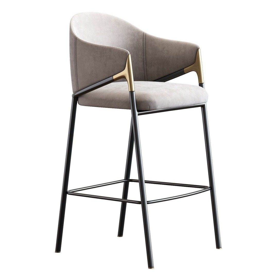 Euler Counter Bar Stool Set of 2 3D Model – Modern Upholstered Design, OBJ - View 17