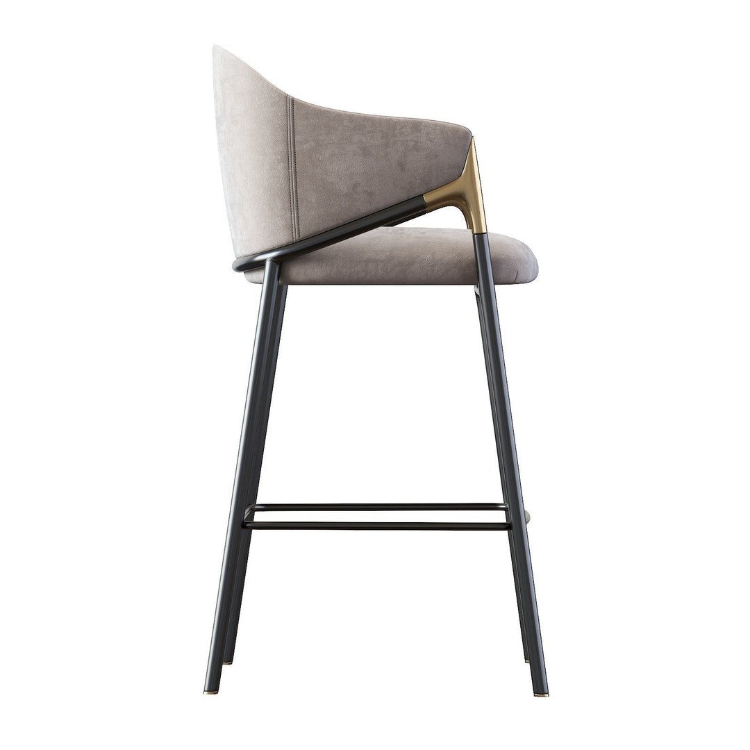 Euler Counter Bar Stool Set of 2 3D Model – Modern Upholstered Design, OBJ - View 18