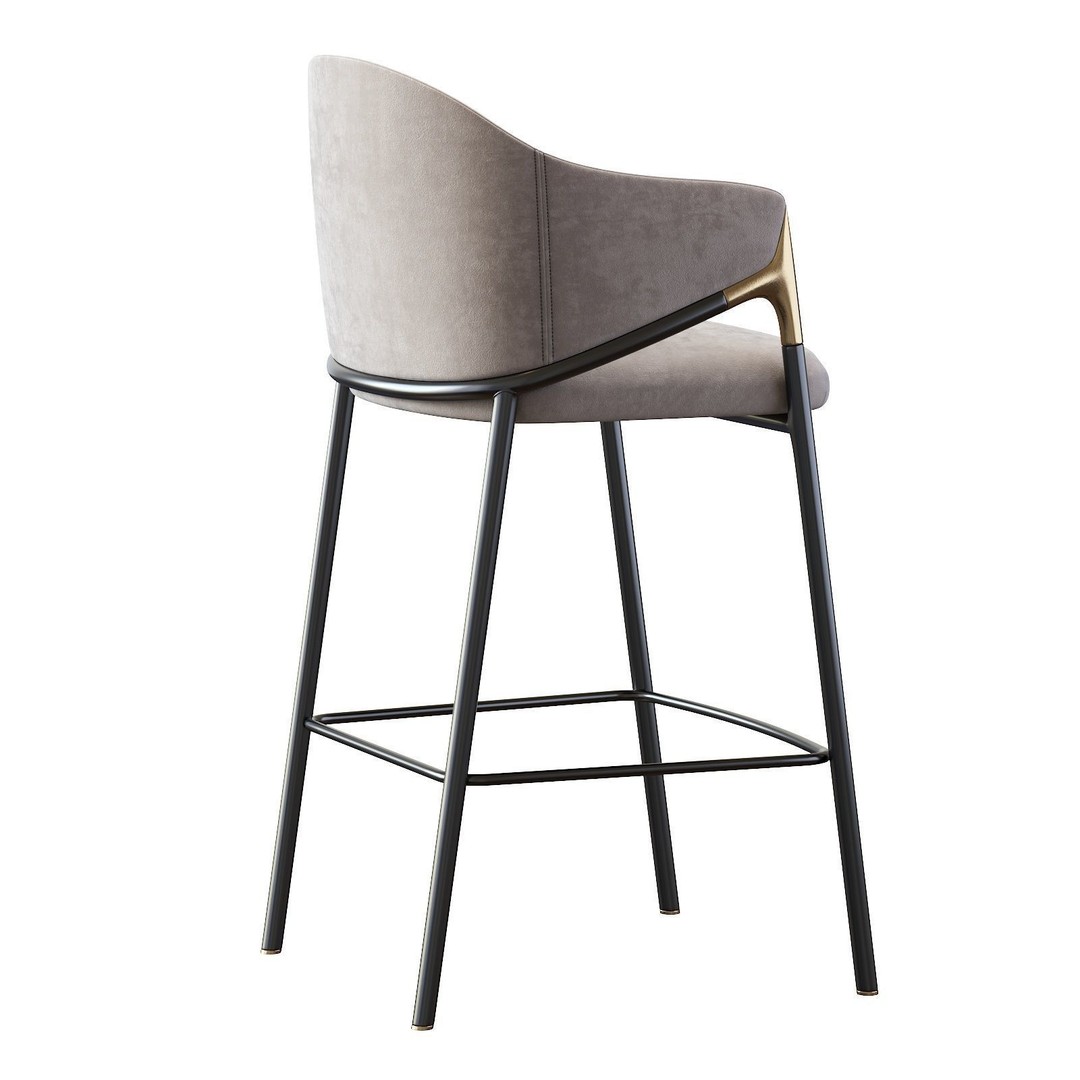 Euler Counter Bar Stool Set of 2 3D Model – Modern Upholstered Design, OBJ - View 19