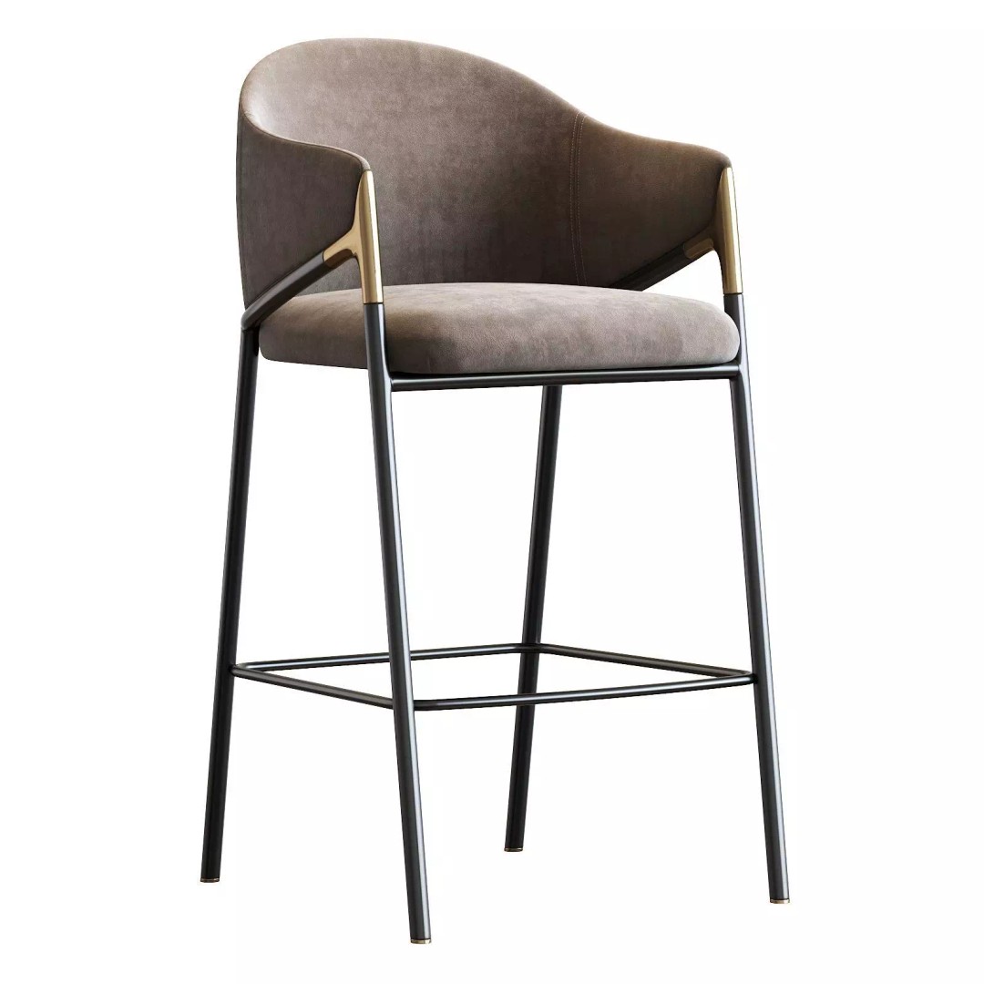 Euler Counter Bar Stool Set of 2 3D Model – Modern Upholstered Design, OBJ - View 2