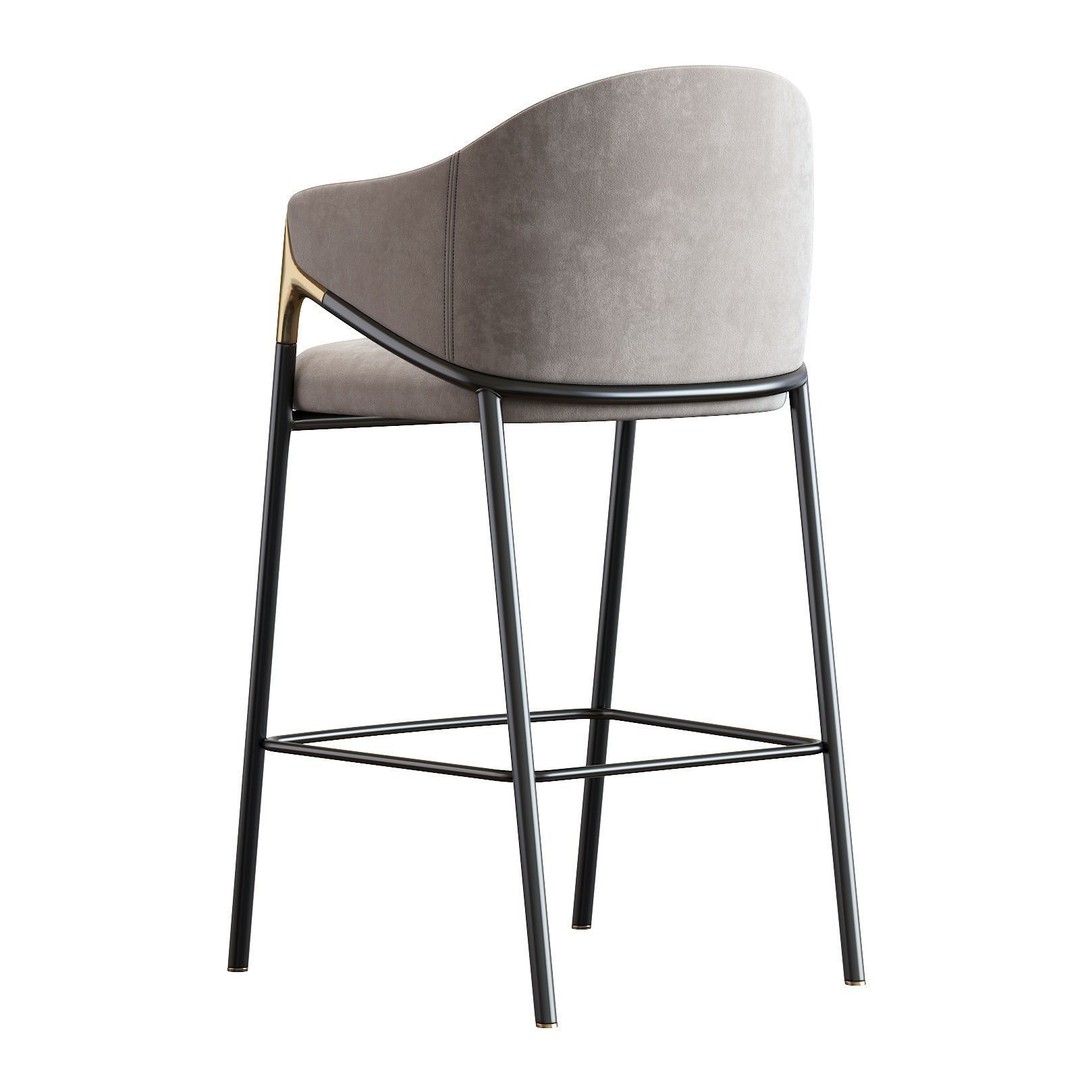 Euler Counter Bar Stool Set of 2 3D Model – Modern Upholstered Design, OBJ - View 21