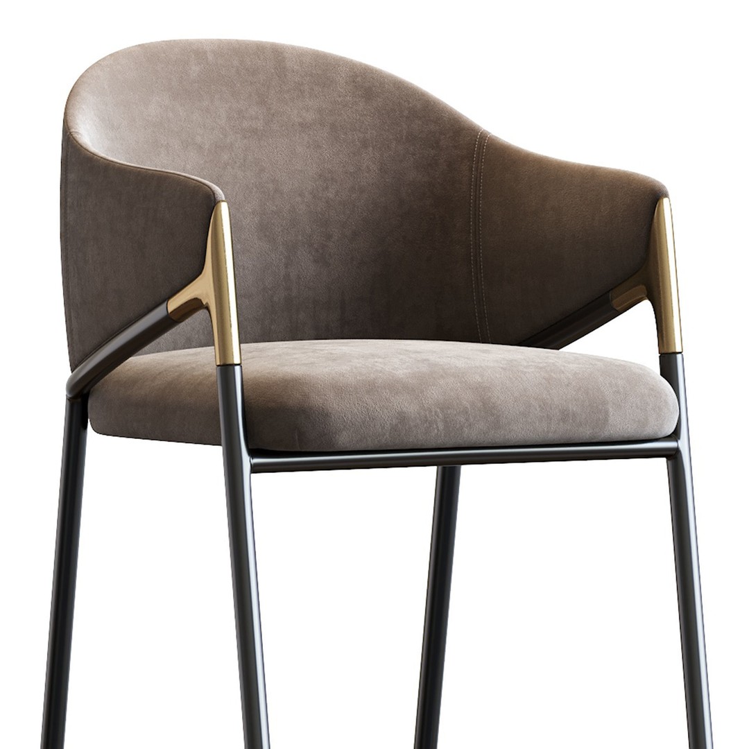 Euler Counter Bar Stool Set of 2 3D Model – Modern Upholstered Design, OBJ - View 23